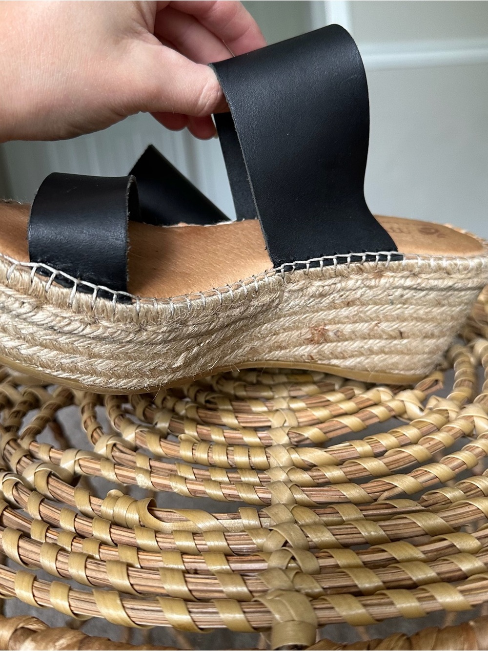 Macarena Black Platform Espadrille Slide Sandals with Double Straps Women’s 37 - Picture 9 of 11